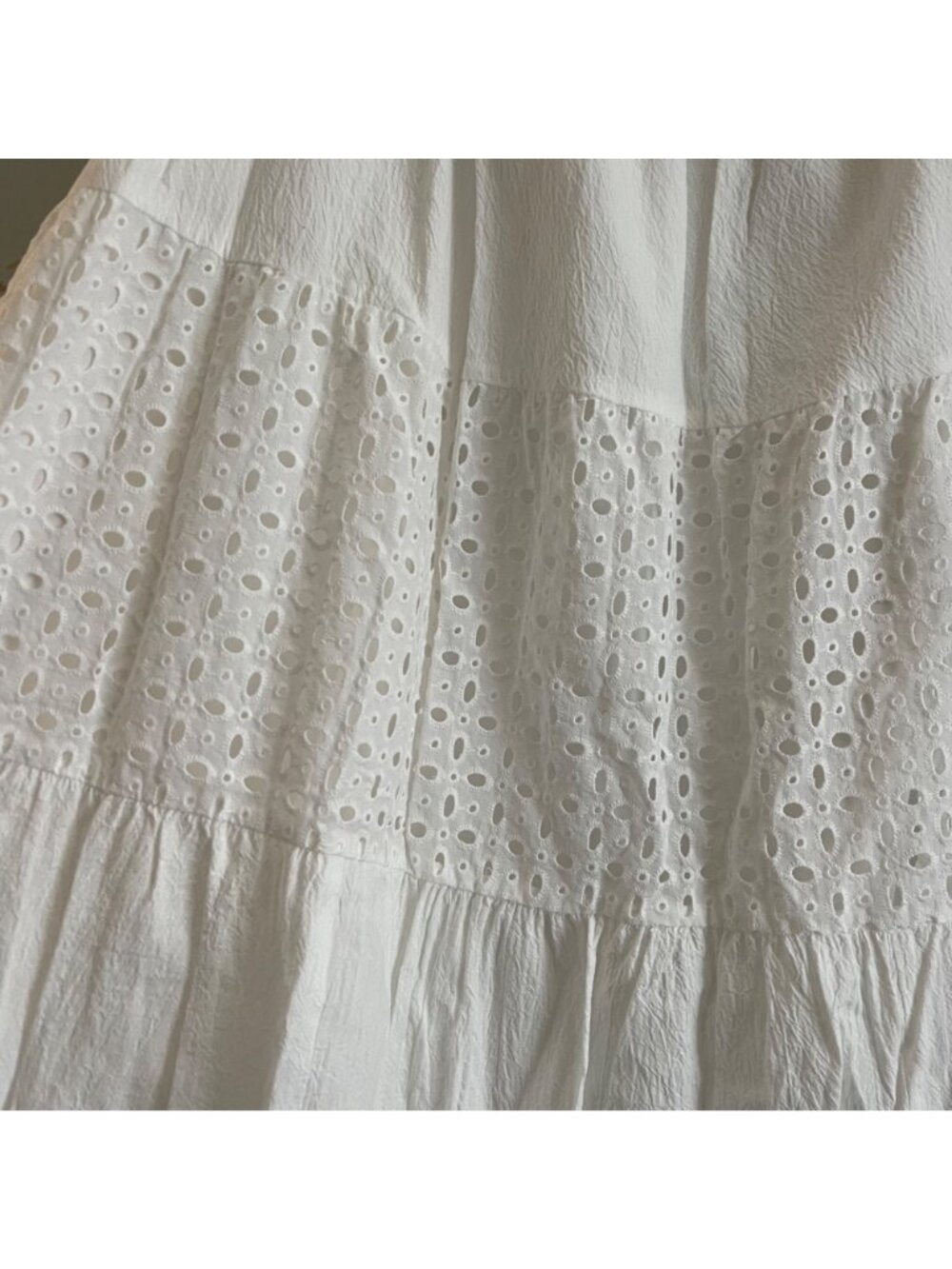 Nine West Women Boho Cottagecore Eyelet Tiered Skirt Size L White Boho Festival - Picture 5 of 11